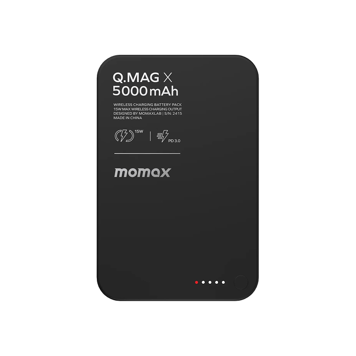 Внешний аккумулятор USB-C (15W, 2.4А, 5000mAh) Momax Q.MAG X Magsafe, черный