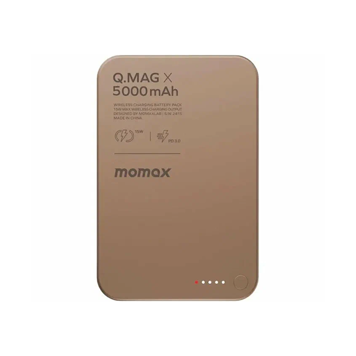 Внешний аккумулятор USB-C (15W, 2.4А, 5000mAh) Momax Q.MAG X Magsafe, песочный