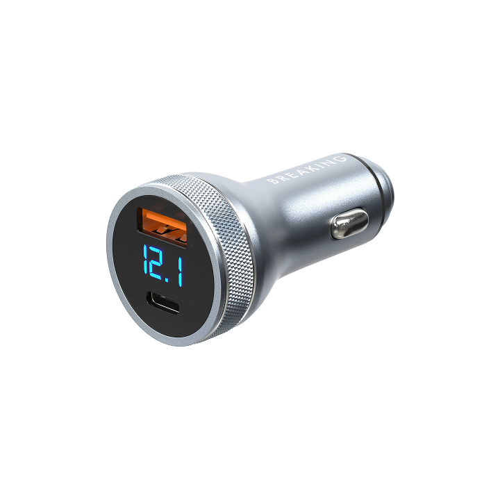 Зарядное для автомобиля USB-A + USB-C (54W) Breaking С08 LED, серый