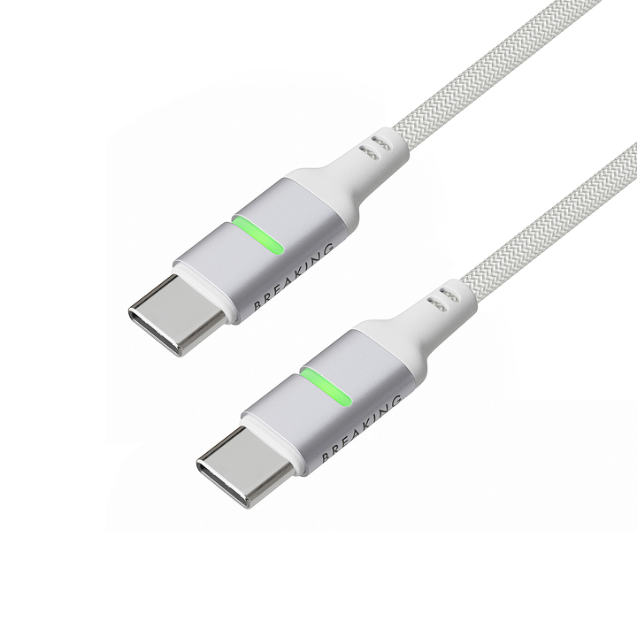 Кабель USB-C - USB-C (60W, 3.0A, USB 3.0, 1м) Breaking K36 LED, белый