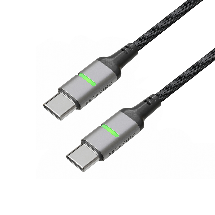 Кабель USB-C - USB-C (60W, 3.0A, USB 3.0, 1м) Breaking K36 LED, черный
